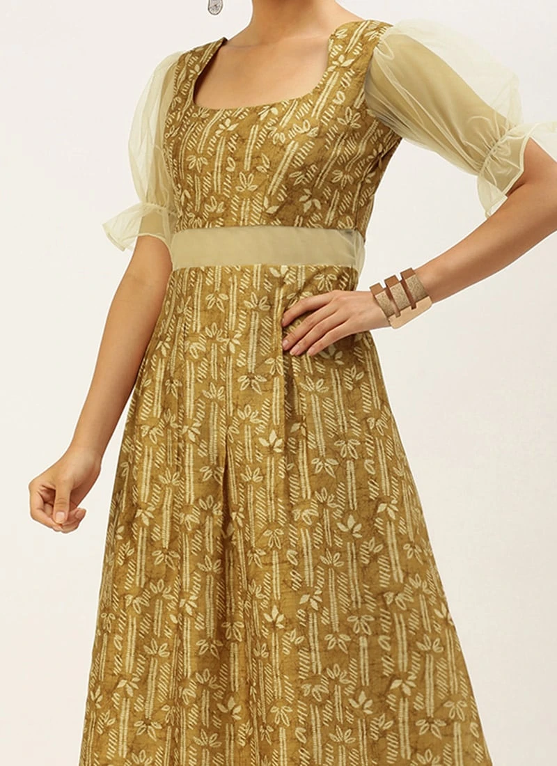 Green Printed Art Silk Dress After Six Wear 3 Green Printed Art Silk Dress After Six Wear