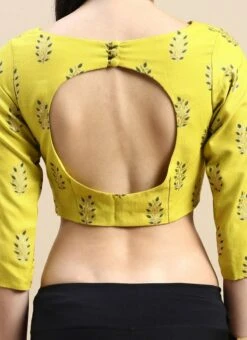 Green Printed Cotton Blouse Festive Wear -ZariGrace Shop Green Printed Cotton Blouse BLBS02303848 rrc2