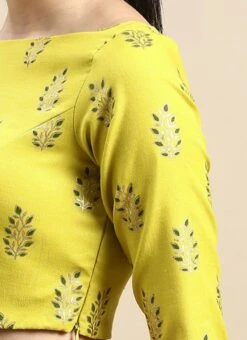 Green Printed Cotton Blouse Festive Wear -ZariGrace Shop Green Printed Cotton Blouse BLBS02303848 rrc3