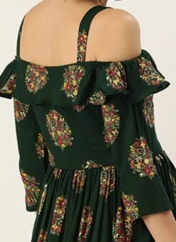 Green Rayon Printed Strap Neckline Dress After Six Wear 15 Green Rayon Printed Strap Neckline Dress After Six Wear -ZariGrace Shop Green Rayon Printed Strap Neckline Dress DRBS02204727 rrc2