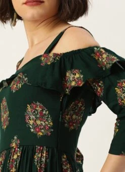 Green Rayon Printed Strap Neckline Dress After Six Wear 16 Green Rayon Printed Strap Neckline Dress After Six Wear -ZariGrace Shop Green Rayon Printed Strap Neckline Dress DRBS02204727 rrc3