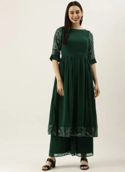 Green Sequin Embroidered Kurti Festive Wear -ZariGrace Shop Green Sequin Embroidered Kurti KRBS02307705 u