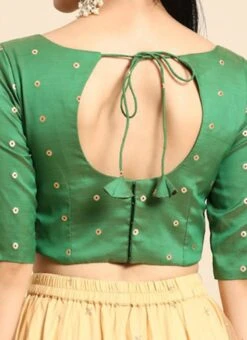 Green Taffeta Blouse Festive Wear -ZariGrace Shop Green Taffeta Blouse BLBS02303768 rrc2