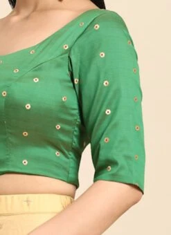 Green Taffeta Blouse Festive Wear -ZariGrace Shop Green Taffeta Blouse BLBS02303768 rrc3