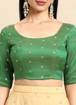 Green Taffeta Blouse Festive Wear -ZariGrace Shop Green Taffeta Blouse BLBS02303768 rrc4