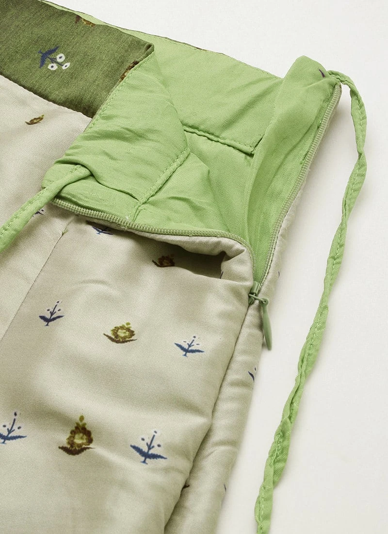 Green Taffeta Digital Print Kali Lehenga Set Wedding Wear 8 Green Taffeta Digital Print Kali Lehenga Set Wedding Wear - Image 6