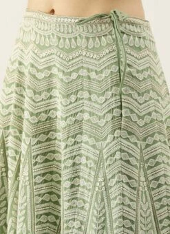 Green Viscose N Yellow Blended Cotton Kali Lehenga Festive Wear -ZariGrace Shop Green Viscose N Yellow Blended Cotton Kali Lehenga GHBS02104310 rrc2