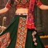 Green Viscose Printed Kutch Work Chaniya Choli Festive Wear