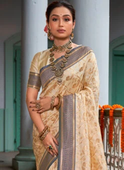 Grey Art Silk Banarasi Saree Festive Wear -ZariGrace Shop Grey Art Silk Banarasi Saree SASACW9697 b