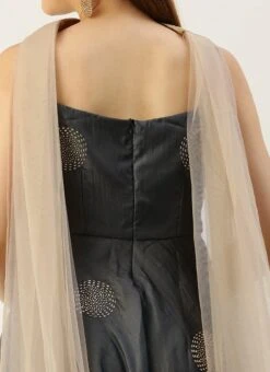 Bottom From Grey Art Silk Foil Print Gharara Set After Six Wear -ZariGrace Shop Grey Art Silk Foil Print Gharara Set SLBS02301113 rrc3 1