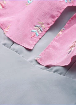 Grey Art Silk N Pink Chinon Zero Shoulder Style Gown Party Wear -ZariGrace Shop Grey Art Silk N Pink Chinon Zero Shoulder Style Gown IWBS02304029 rrc1