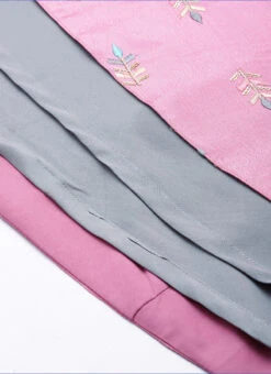 Grey Art Silk N Pink Chinon Zero Shoulder Style Gown Party Wear -ZariGrace Shop Grey Art Silk N Pink Chinon Zero Shoulder Style Gown IWBS02304029 rrc3