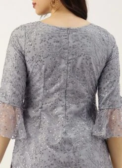 Grey Embroidered Boat Neck Kurti Party Wear 15 Grey Embroidered Boat Neck Kurti Party Wear -ZariGrace Shop Grey Embroidered Boat Neck Kurti KRBS02307675 rrc2