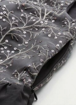 Grey Embroidered Net Tiered Gown Festive Wear -ZariGrace Shop Grey Embroidered Net Tiered Gown IWBS02108661 rrc2