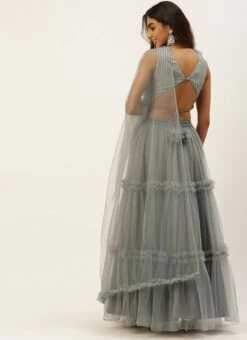 Grey Embroidered Organza Lehenga Festive Wear 13 Grey Embroidered Organza Lehenga Festive Wear -ZariGrace Shop Grey Embroidered Organza Lehenga GHBS02206229 b