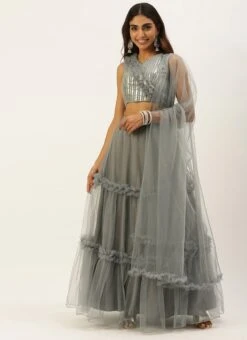 Grey Embroidered Organza Lehenga Festive Wear 12 Grey Embroidered Organza Lehenga Festive Wear -ZariGrace Shop Grey Embroidered Organza Lehenga GHBS02206229 u
