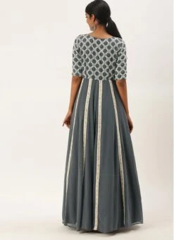 Grey Georgette Embroidered Kali Style Gown Festive Wear -ZariGrace Shop Grey Georgette Embroidered Kali Style Gown IWBS02104148 b