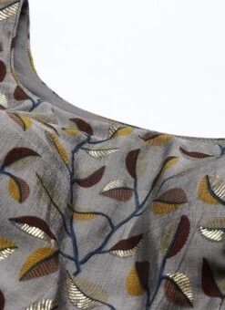 Grey Modal N Brown Geogette Gathers Dress Party Wear 12 Grey Modal N Brown Geogette Gathers Dress Party Wear -ZariGrace Shop Grey Modal N Brown Geogette Gathers Dress DRBS02105358 rrc1