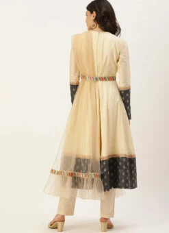 Grey N Beige Anarkali Suit Set Festive Wear -ZariGrace Shop Grey N Beige Anarkali Suit Set SLBS02110872 b