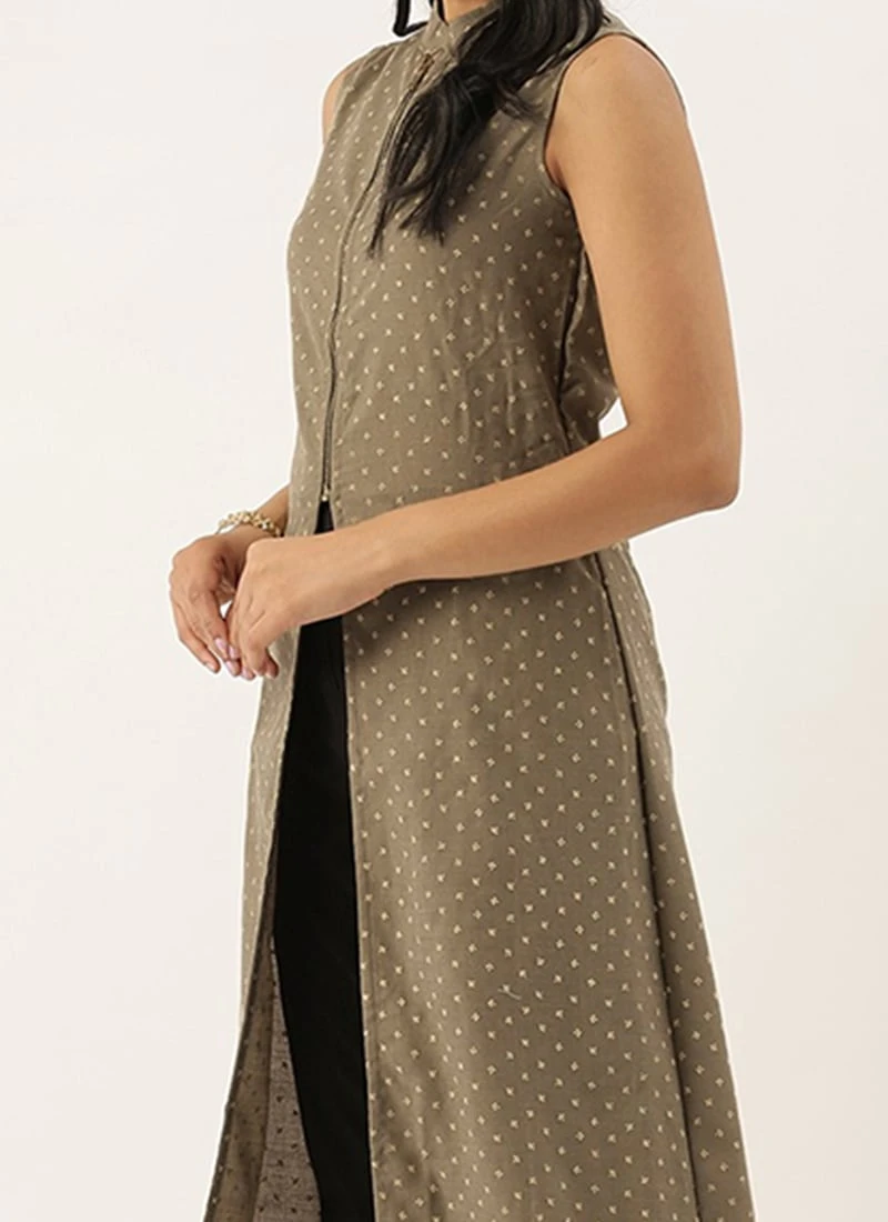 Grey N Black Collar Neck Kurta Sets After Six Wear 3 Grey N Black Collar Neck Kurta Sets After Six Wear