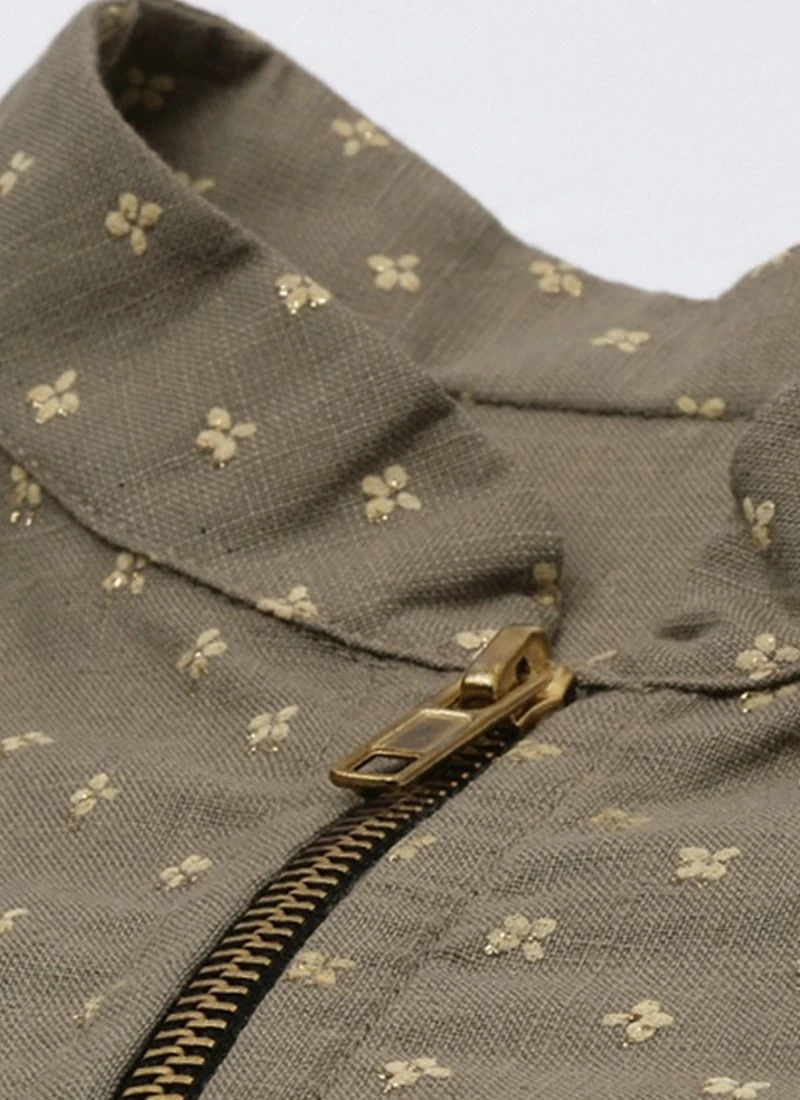 Grey N Black Collar Neck Kurta Sets After Six Wear 7 Grey N Black Collar Neck Kurta Sets After Six Wear - Image 5