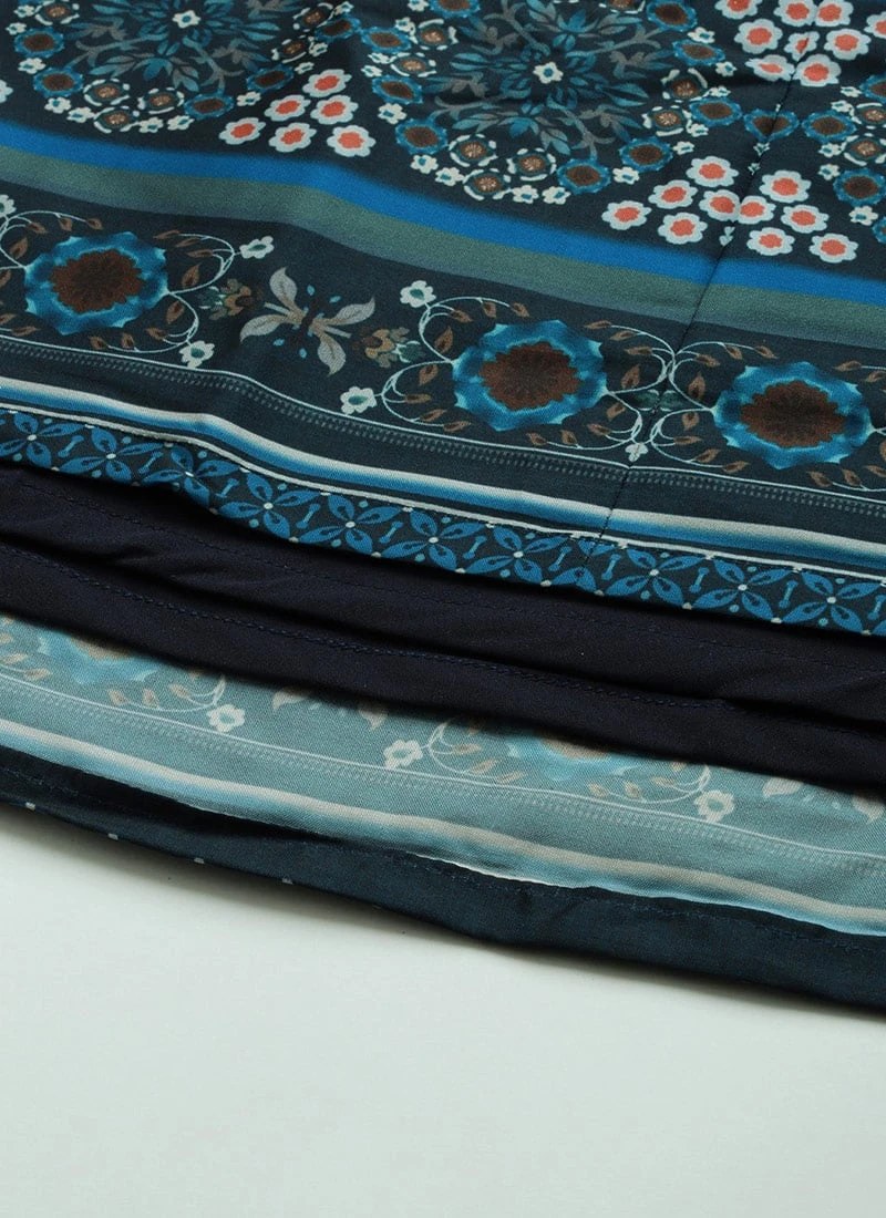 Grey N Blue Taffeta Printed Anarkali Suit Festive Wear 10 Grey N Blue Taffeta Printed Anarkali Suit Festive Wear - Image 8