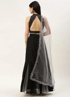 Grey N Black Embroidered Lehenga Set Party Wear -ZariGrace Shop Grey N Pink Embroidered Lehenga With Cape GHBS02211191 b