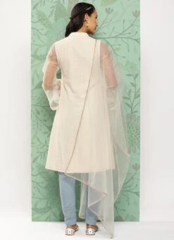 Bottom From Grey N White Sequin Embroidered Straight Pant Suit After Six Wear -ZariGrace Shop Grey N White Sequin Embroidered Straight Pant Suit SLBS02302146 b 1