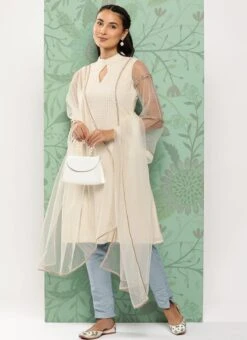 Dupatta From Grey N White Sequin Embroidered Straight Pant Suit After Six Wear -ZariGrace Shop Grey N White Sequin Embroidered Straight Pant Suit SLBS02302146 u