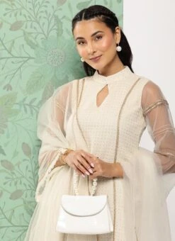 Dupatta From Grey N White Sequin Embroidered Straight Pant Suit After Six Wear -ZariGrace Shop Grey N White Sequin Embroidered Straight Pant Suit SLBS02302146 rrc1