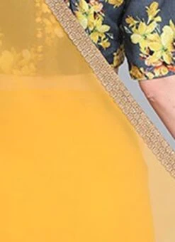Grey N Yellow Cotton Digital Printed Blouse Festive Wear -ZariGrace Shop Grey N Yellow Cotton Digital Printed Blouse BLBS02209592 rrc3