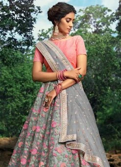 Grey Net Embroidered A Line Lehenga Wedding Wear 9 Grey Net Embroidered A Line Lehenga Wedding Wear -ZariGrace Shop Grey Net Embroidered A Line Lehenga GHMKNSBM3604 b