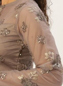 Grey Net Embroidered Blouse Festive Wear -ZariGrace Shop Grey Net Embroidered Blouse BLBS02305199 rrc4