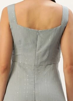 Grey Nylon Sequins Embroidered Jumpsuit After Six Wear Festive Wear -ZariGrace Shop Grey Nylon Sequins Embroidered Jumpsuit DRBS02212507 rrc2