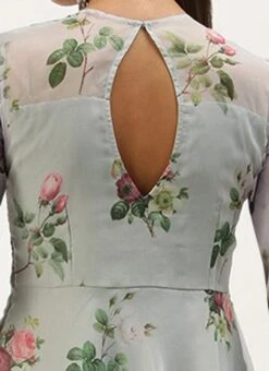 Grey Organza Digital Printed Dress Party Wear -ZariGrace Shop Grey Organza Digital Printed Dress DRBS02307785 rrc1