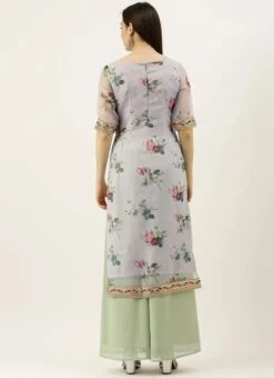 Grey Printed Organza Calf Length Kurta Set After Six Wear -ZariGrace Shop Grey Printed Organza Calf Length Kurta Set KSBS02104250 b