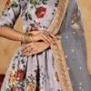 Grey Satin Blend Umbrella Lehenga Party Wear -ZariGrace Shop Grey Satin Blend Umbrella Lehenga GHSOM2004 l