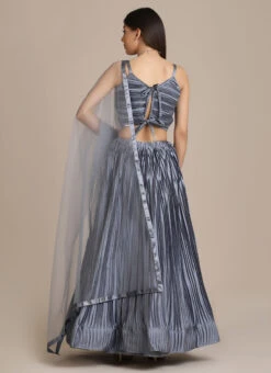 Grey Satin Silk A Line Lehenga Party Wear -ZariGrace Shop Grey Satin Silk A Line Lehenga GHSACW2773 b