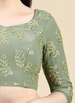 Grey Sequins Embroidered Chinon Blouse Festive Wear -ZariGrace Shop Grey Sequins Embroidered Chinon Blouse BLBS02210834 rrc3