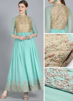 Halter Neck Style Embroidered Gown Party Wear -ZariGrace Shop Halter Neck Style Embroidered Gown IWBS01909761 gl