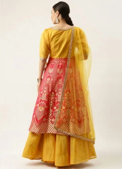 Hot Pink And Yellow Kali Lehenga Set Festive Wear 13 Hot Pink And Yellow Kali Lehenga Set Festive Wear -ZariGrace Shop Hot Pink and Yellow Kali Lehenga Set GHBS02110865 b