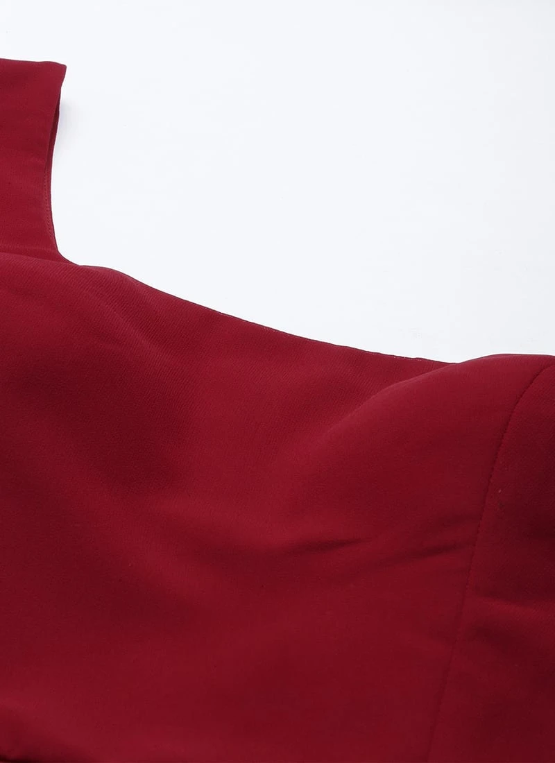 Beige Net N Maroon Jacket Style Gown Festive Wear 7 Beige Net N Maroon Jacket Style Gown Festive Wear - Image 5