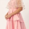 White Embroidered Net N Pink Satin Dress Party Wear