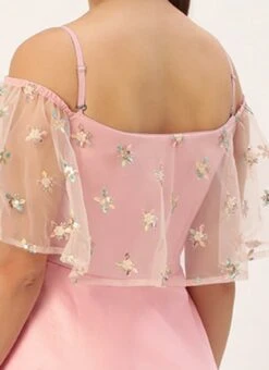 White Embroidered Net N Pink Satin Dress Party Wear -ZariGrace Shop Light Beige Embroidered Net N Pink Satin Dress DRBS02302457 rrc2