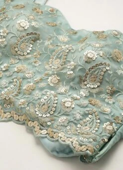 Skirt From Light Blue Net Embroidered N Green Satin Skirt Set After Six Wear -ZariGrace Shop Light Blue Net Embroidered N Green Satin Skirt Set IWBS02211107 rrc1