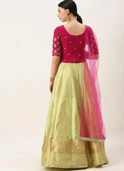 Light Green N Pink Georgette Lehenga Set Festive Wear -ZariGrace Shop Light Green N Pink Georgette Lehenga Set GHBS02108683 b