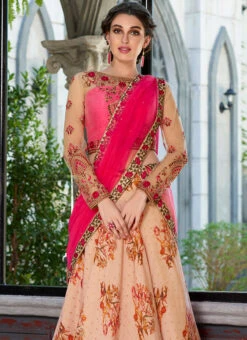 Light Peach Embroidered A Line Lehenga Party Wear -ZariGrace Shop Light Peach Embroidered A Line Lehenga GHSJSSBSL1001 b