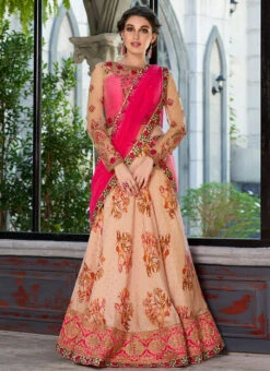 Light Peach Embroidered A Line Lehenga Party Wear -ZariGrace Shop Light Peach Embroidered A Line Lehenga GHSJSSBSL1001 u