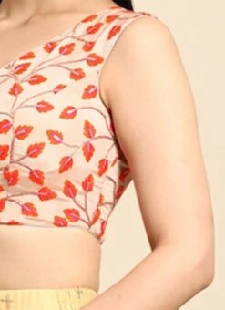 Light Peach Embroidered Chiffon Blouse Festive Wear 16 Light Peach Embroidered Chiffon Blouse Festive Wear -ZariGrace Shop Light Peach Embroidered Chiffon Blouse BLBS02301948 rrc3