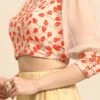 Light Peach Embroidered Chiffon Blouse Party Wear -ZariGrace Shop Light Peach Embroidered Chiffon Blouse BLBS02301968 l